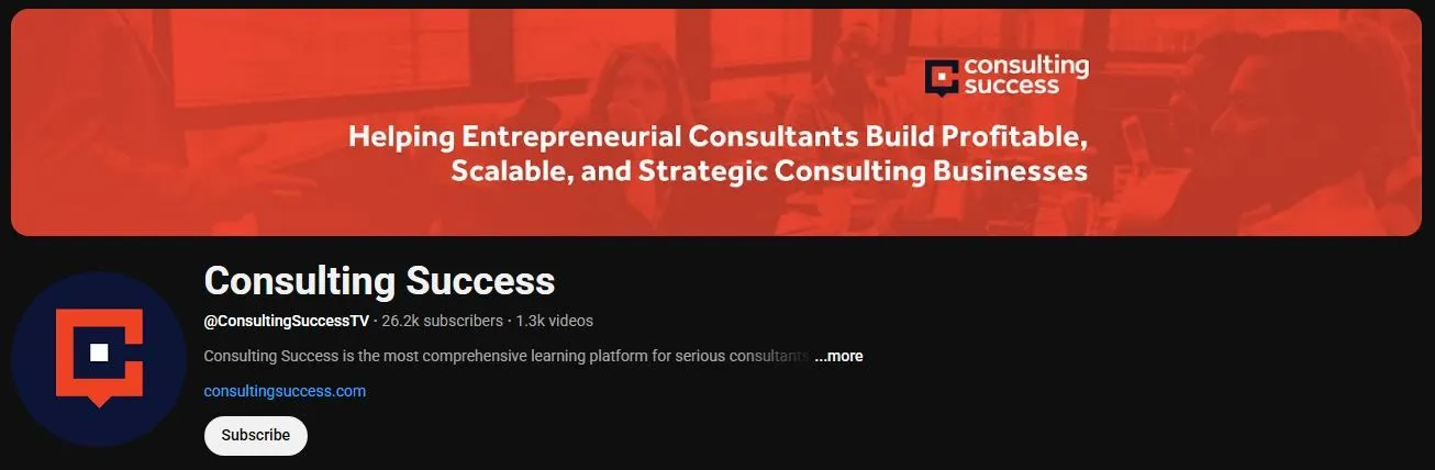 Consulting Success channel after — 26.2K subscribers