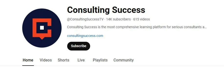Consulting Success channel before — 14K subscribers